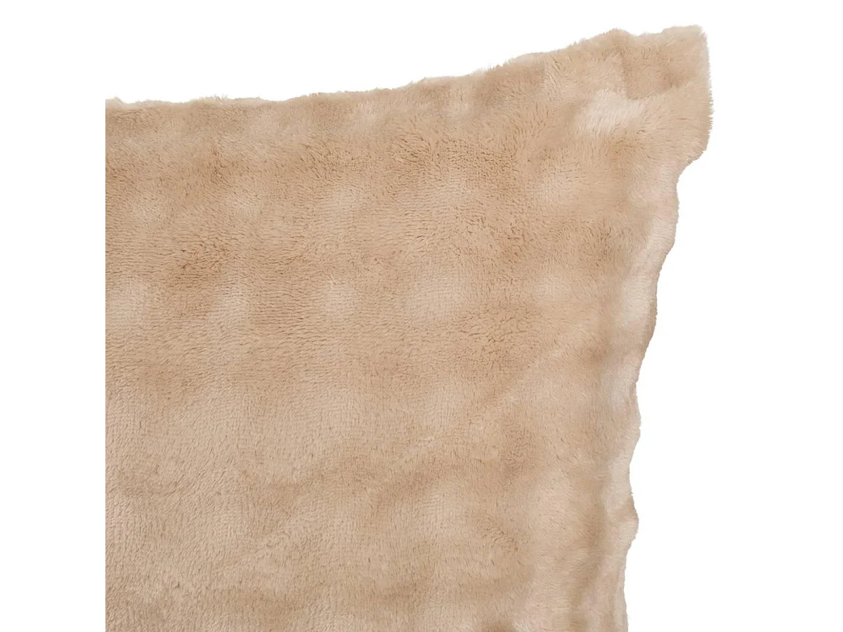 Coussin Déco Imitation Fourrure "Zephy" 40x40cm Beige Lin