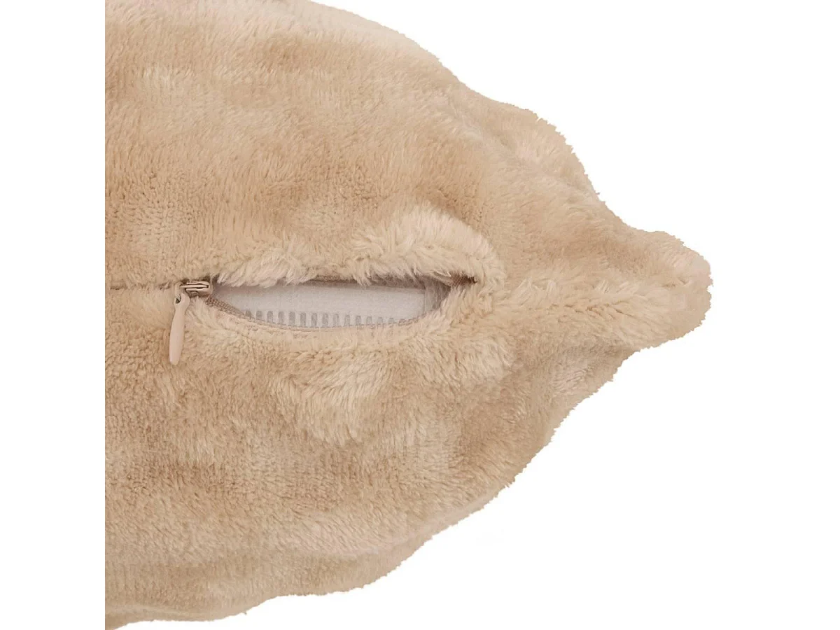 Coussin Déco Imitation Fourrure "Zephy" 40x40cm Beige Lin