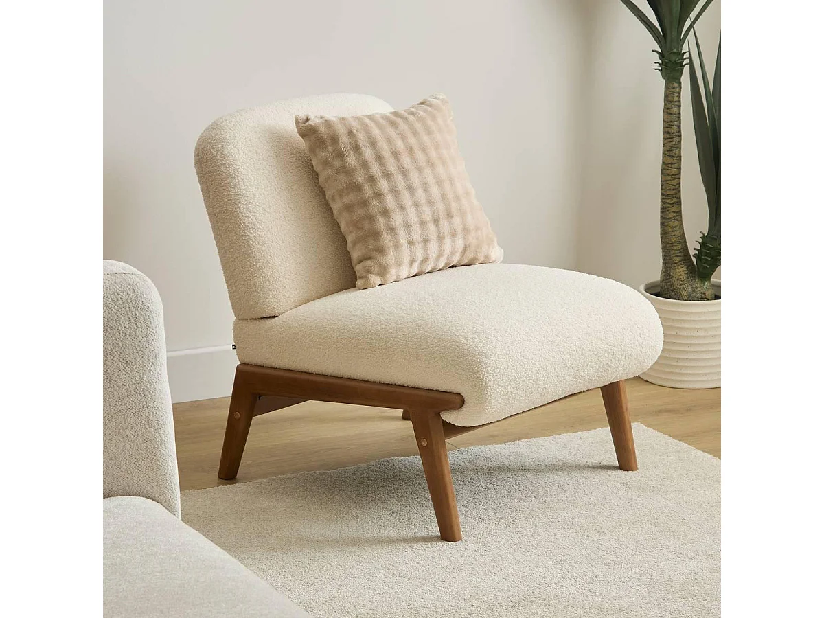 Coussin Déco Imitation Fourrure "Zephy" 40x40cm Beige Lin