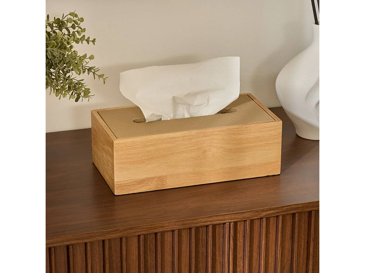 Boîte à Mouchoirs en Bois "Bonie" 27cm Beige
