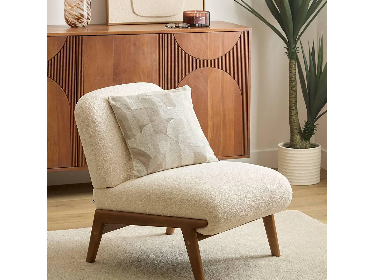 Coussin Déco Jacquard "Marlia" 40x40cm Beige Lin
