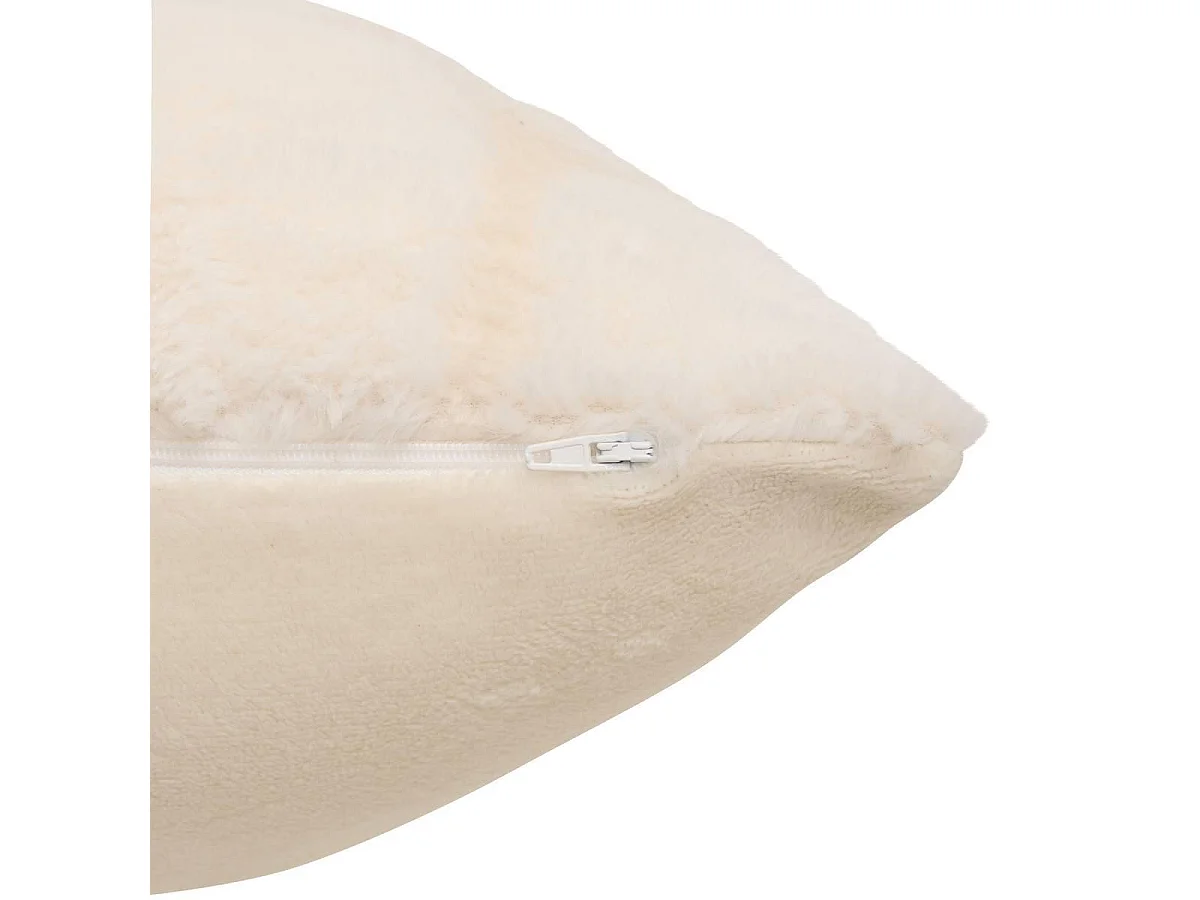 Coussin Imitation Fourrure Galets "Boucly" 40x40cm Beige