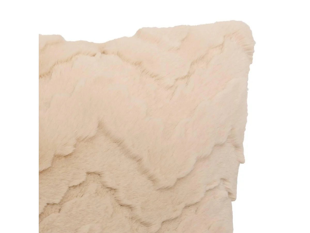 Coussin Imitation Fourrure "Nalia" 45x45cm Beige Lin