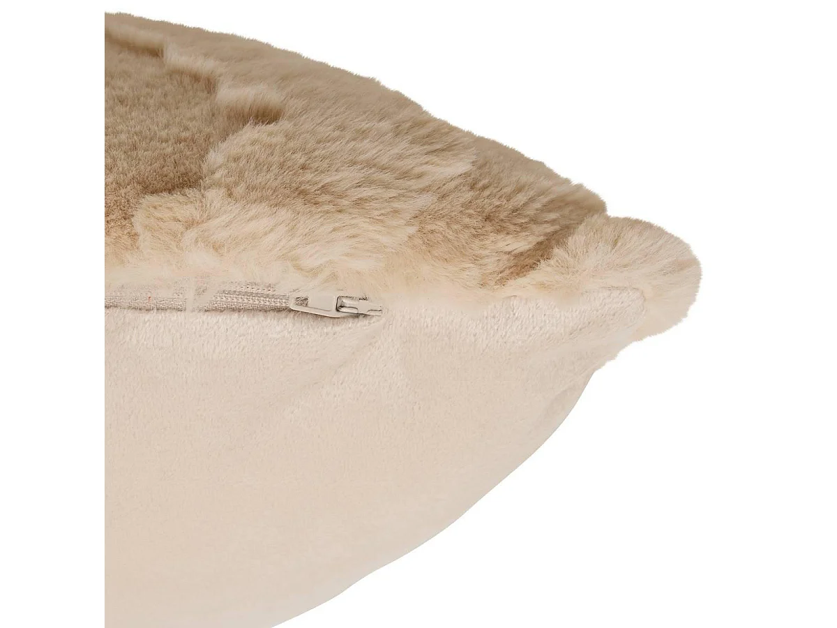 Coussin Imitation Fourrure "Nalia" 45x45cm Beige Lin