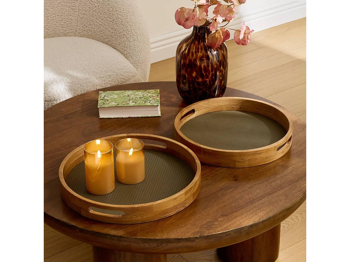 Lot de 2 Plateaux Déco "Bonie" 38cm Vert Kaki