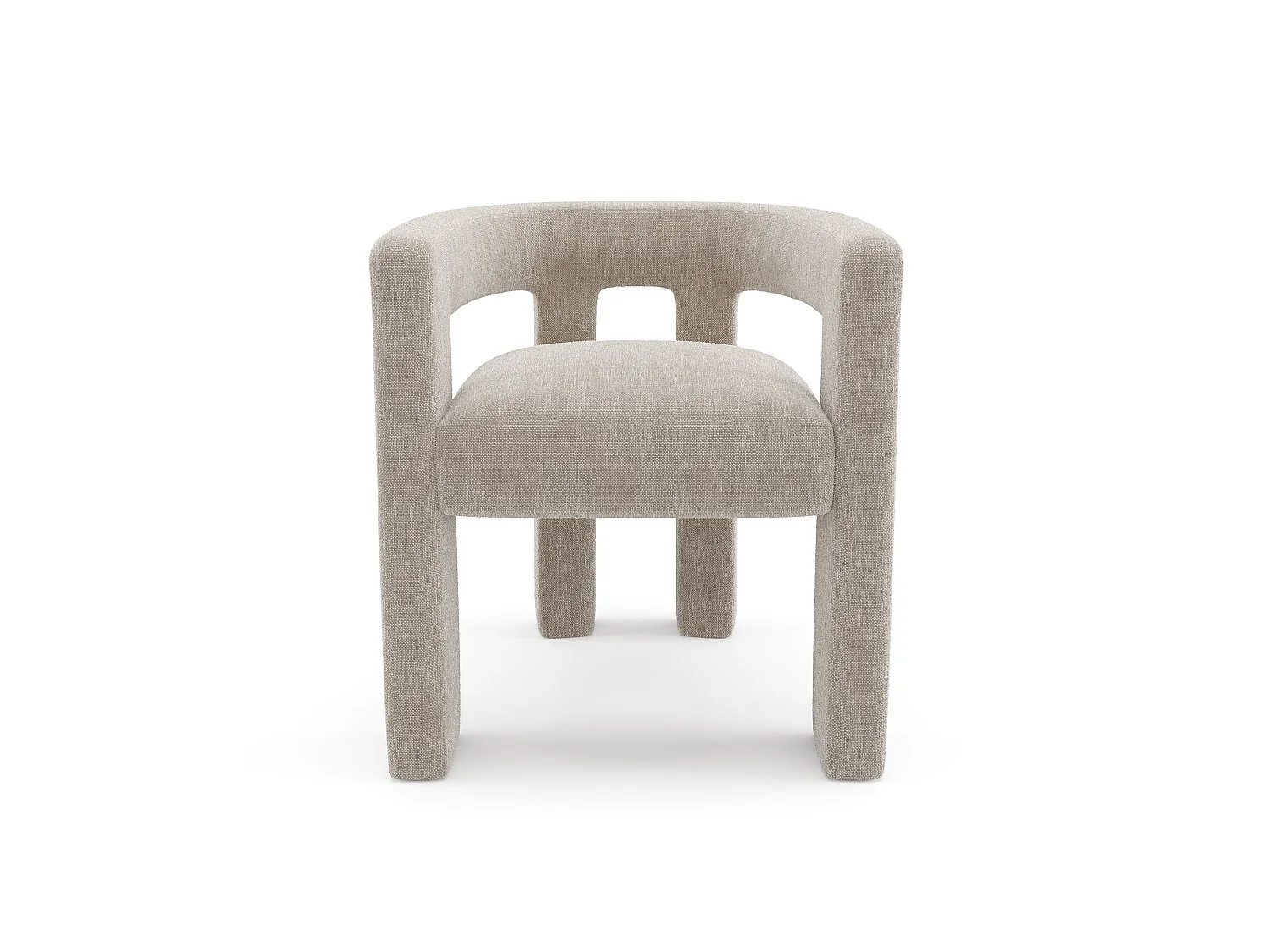 Fauteuil de salle à manger CELIA en tissu tramé beige