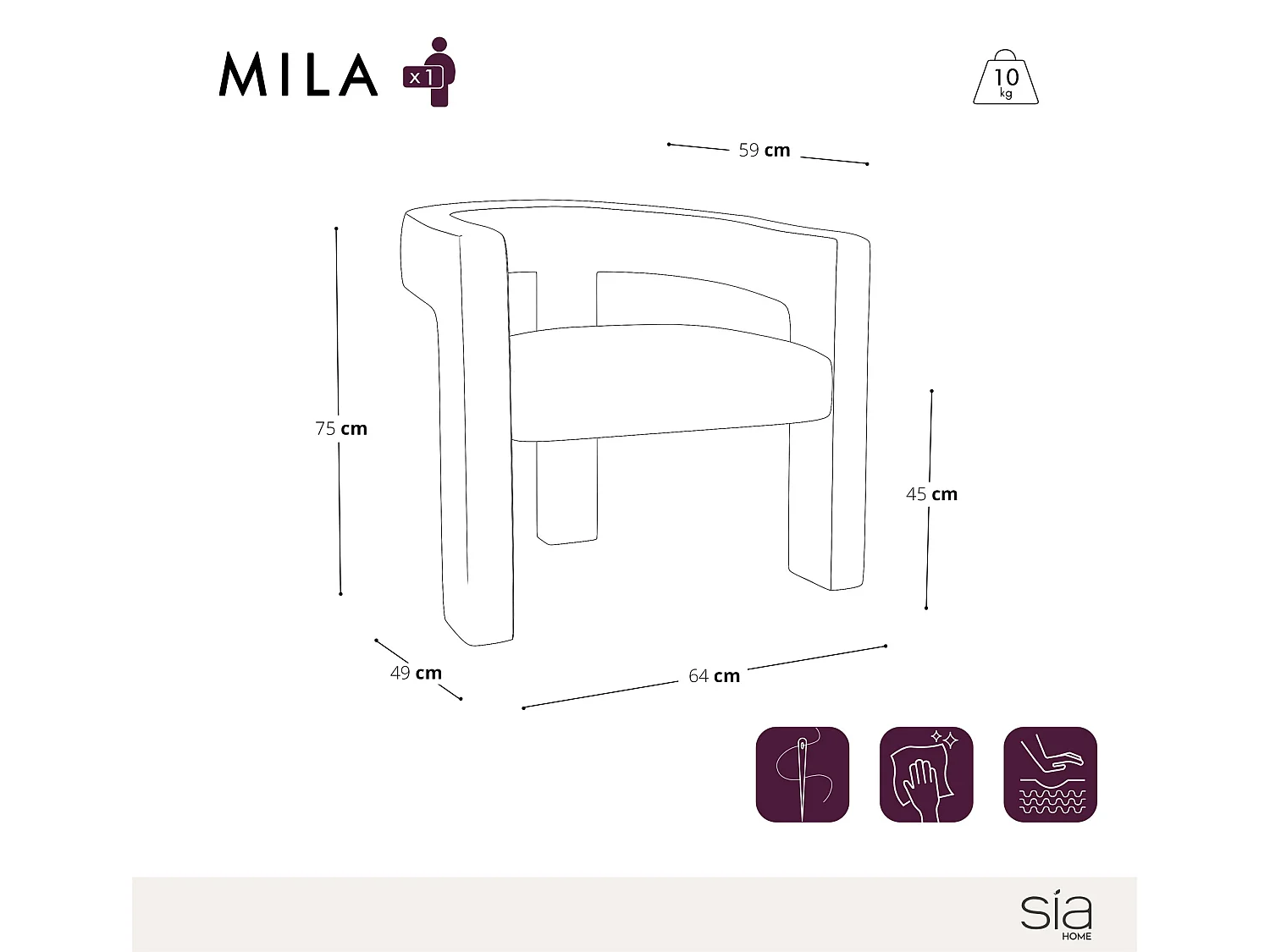 Fauteuil de salle à manger MILA en velours beige
