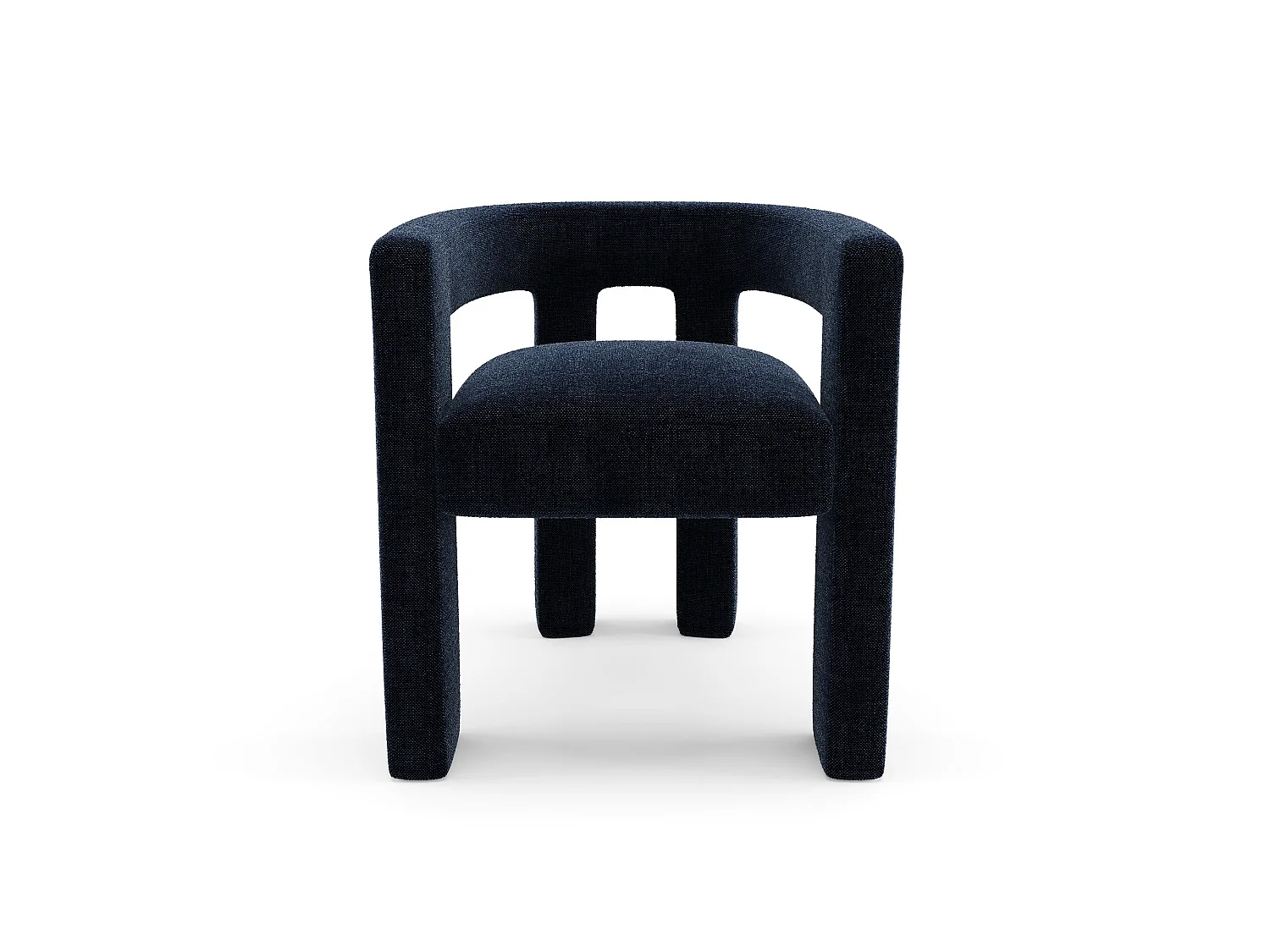 Fauteuil de salle à manger CELIA en tissu tramé bleu nuit