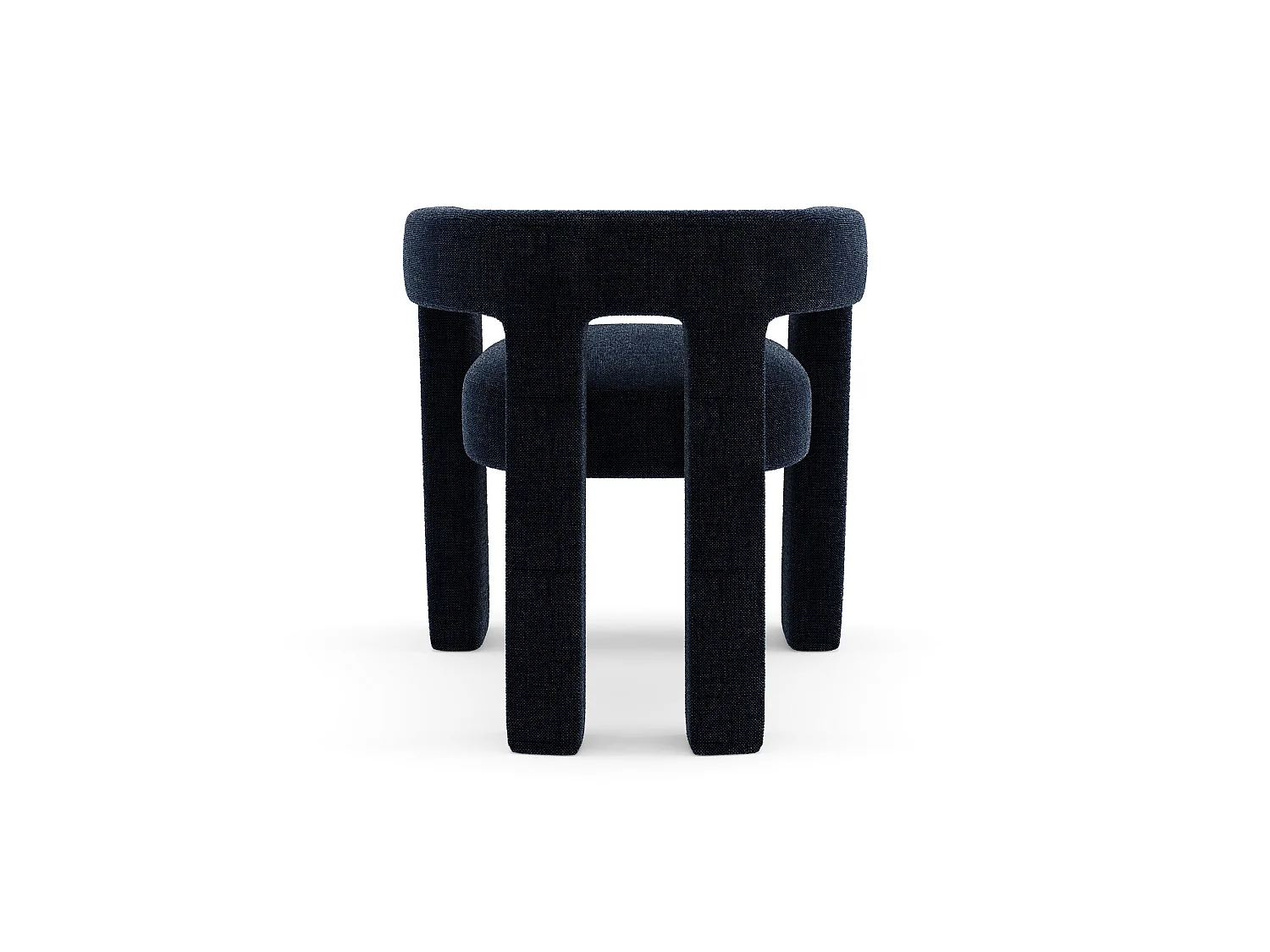 Fauteuil de salle à manger CELIA en tissu tramé bleu nuit