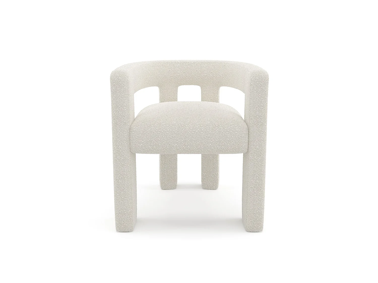 Fauteuil de salle à manger CELIA en tissu bouclette crème