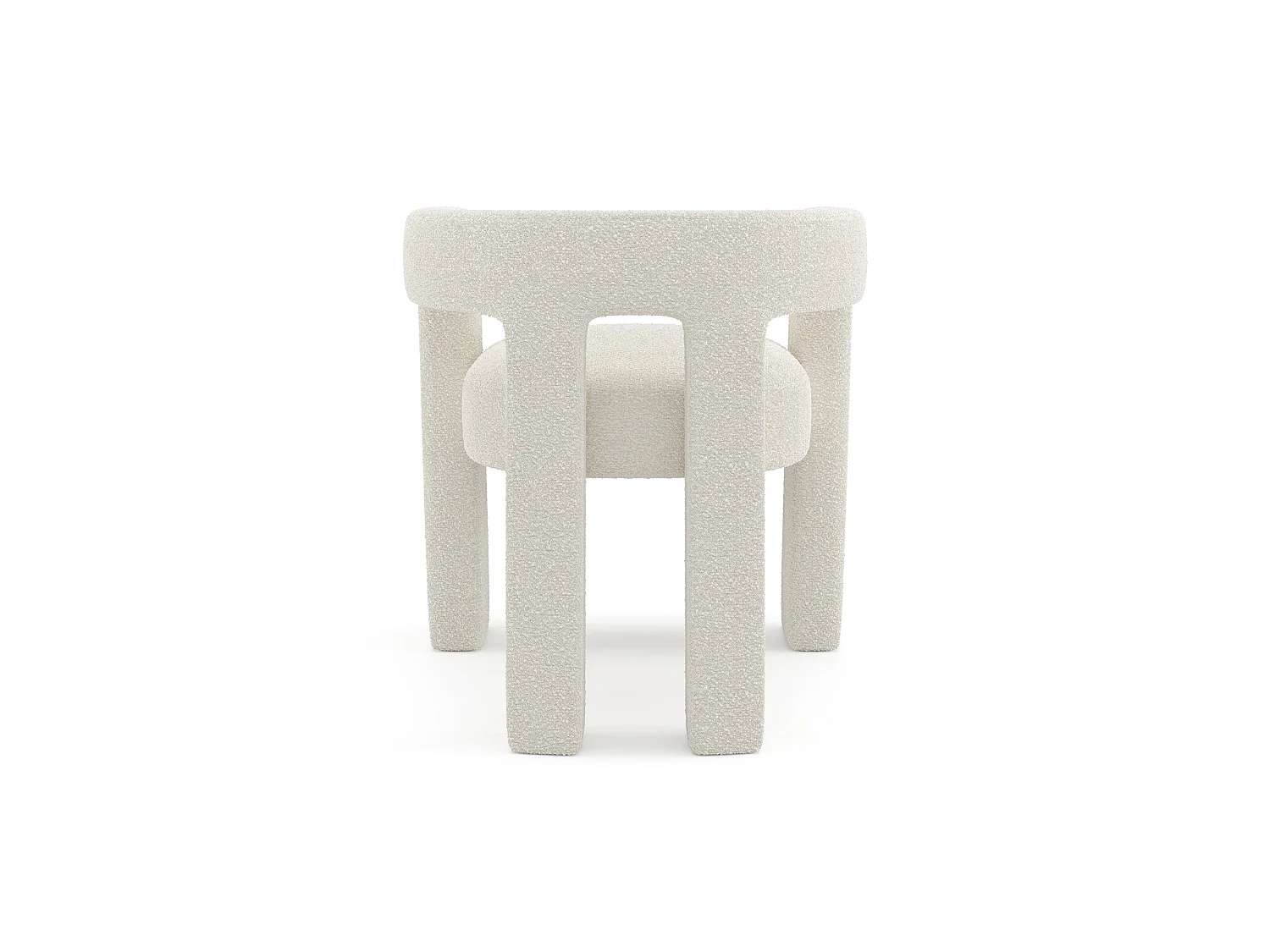Fauteuil de salle à manger CELIA en tissu bouclette crème