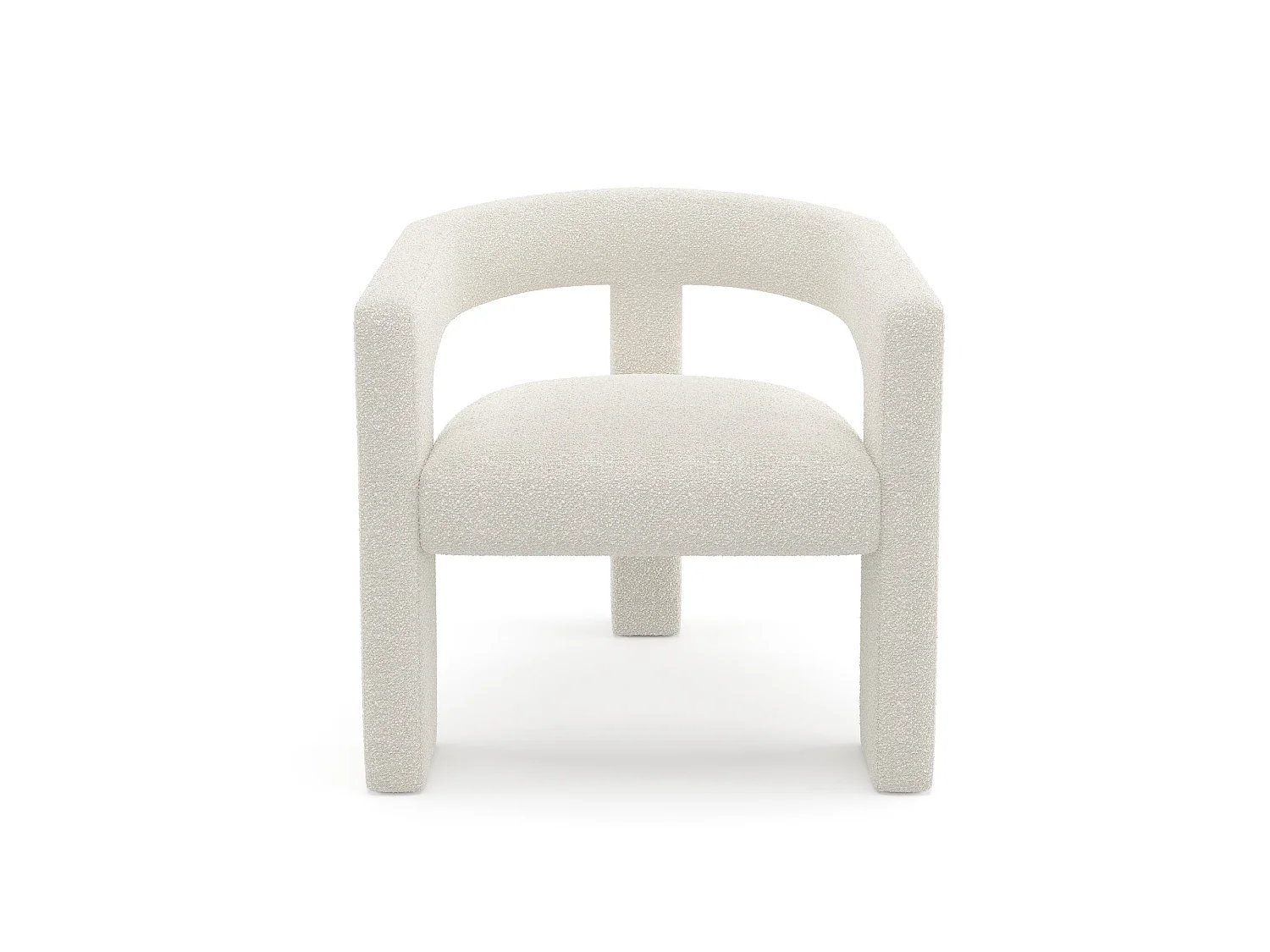 Fauteuil de salle à manger MILA en tissu bouclette crème