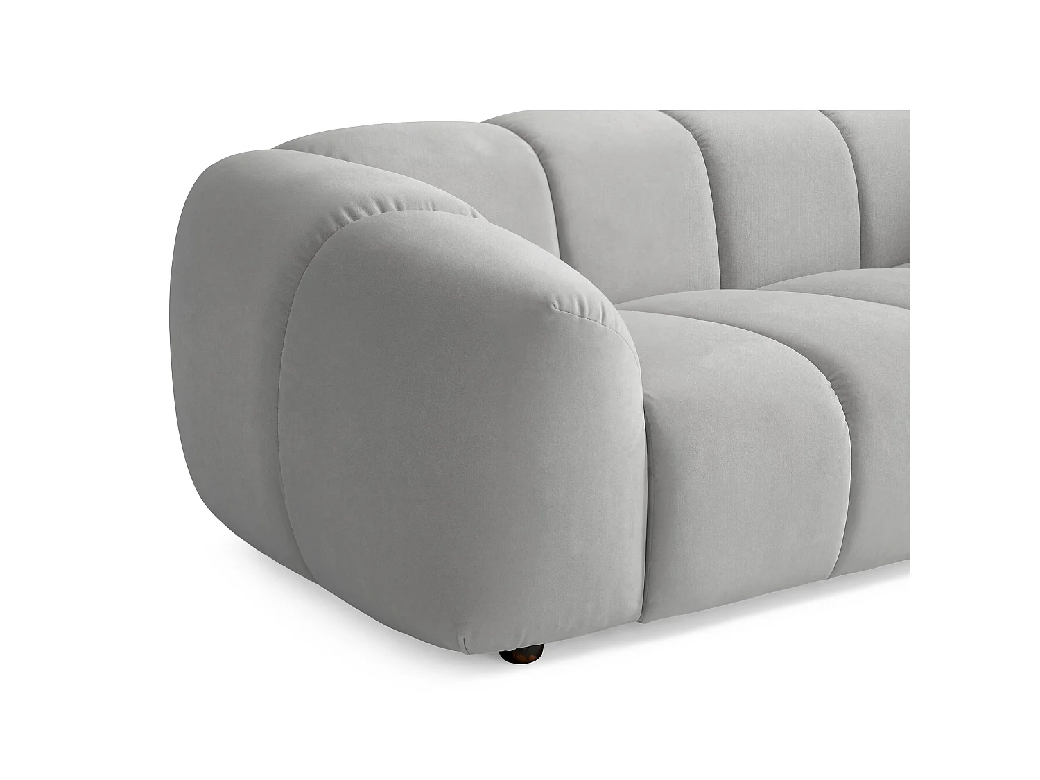 Sofa 3-Sitzer, Samt Hellgrau, 220 cm - Millma