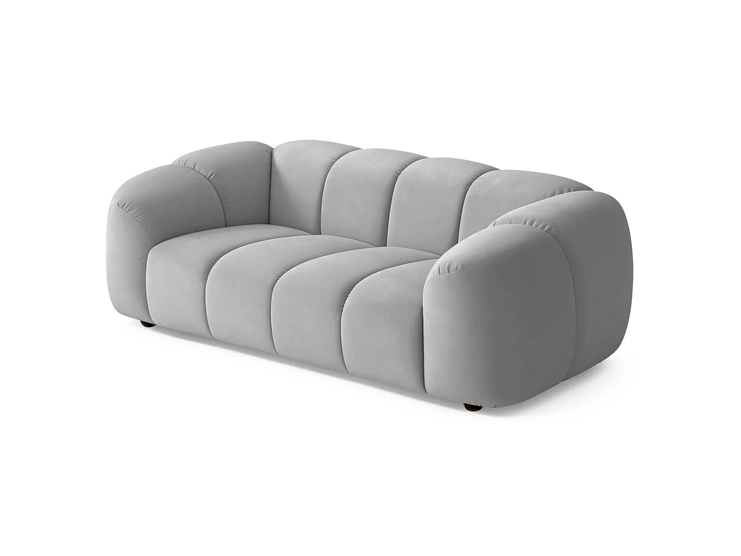 Sofa 3-Sitzer, Samt Hellgrau, 220 cm - Millma