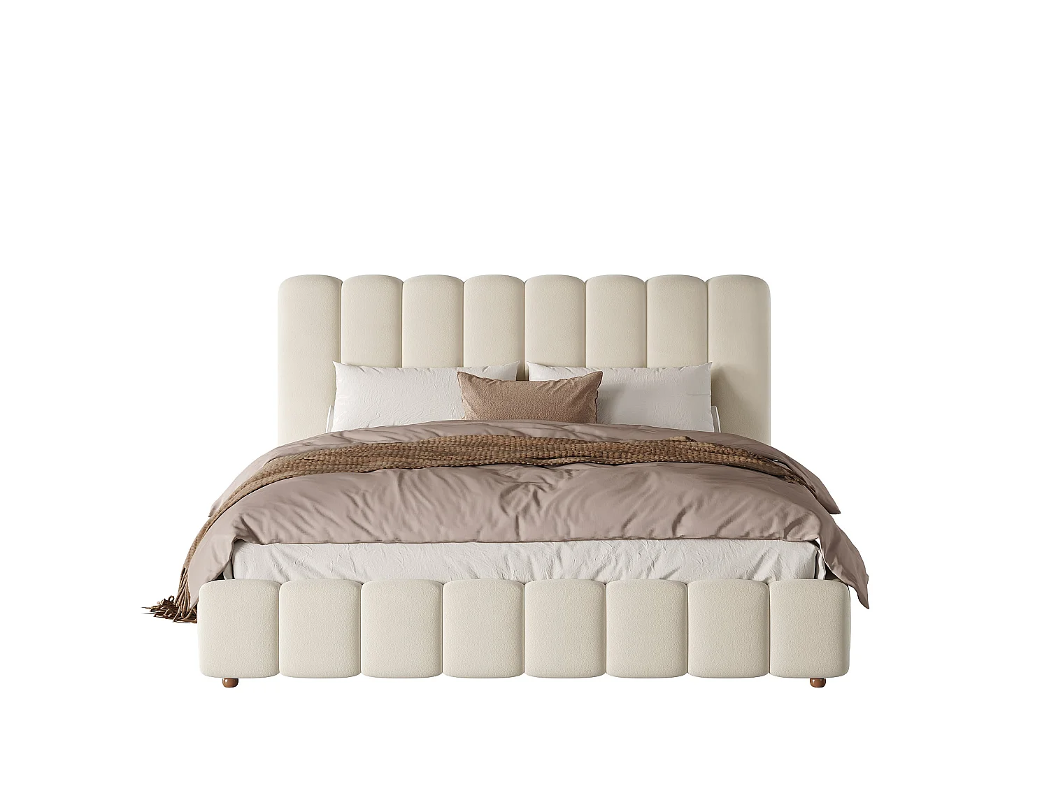 Lit double capitonné 160x200 cm avec coffre hydraulique, sommier à lattes et tête de lit rembourrée, velours beige