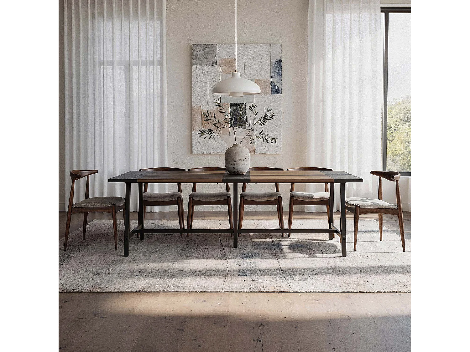 Table à manger Caracas effet Noyer, 240 cm