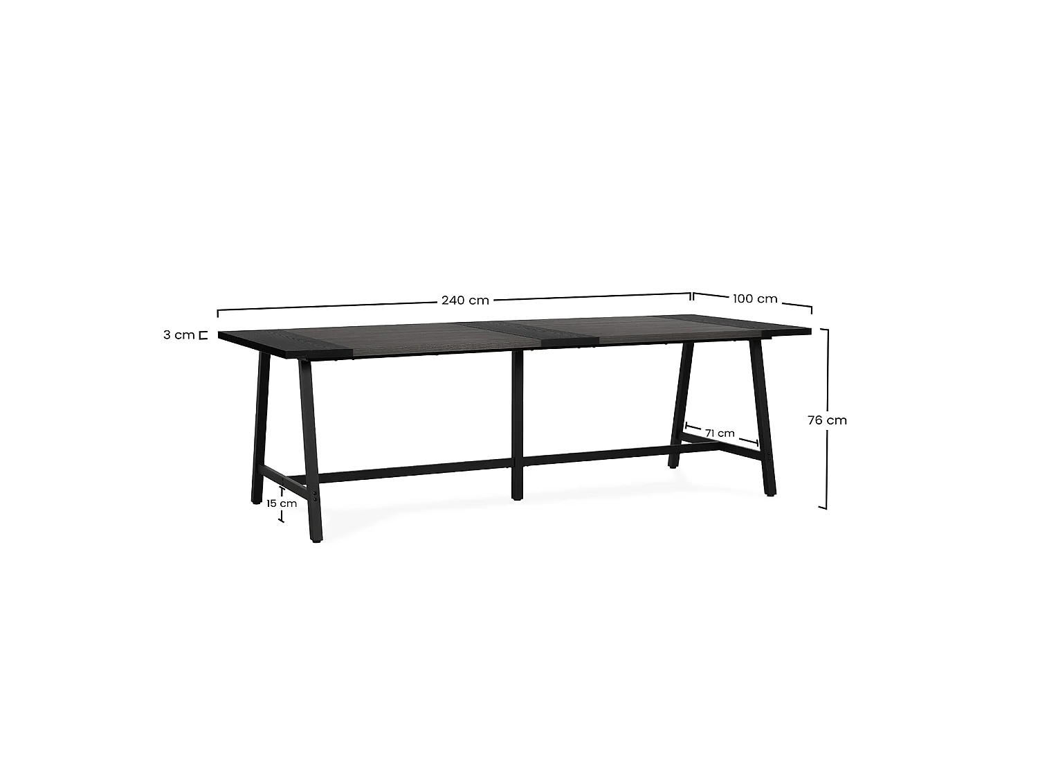 Table à manger Caracas effet Noyer, 240 cm