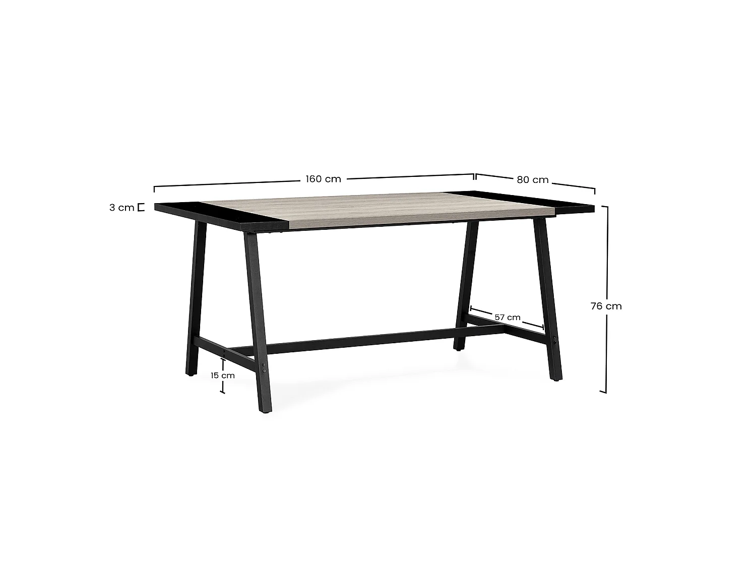 Table à manger Caracas effet Chêne, 160 cm