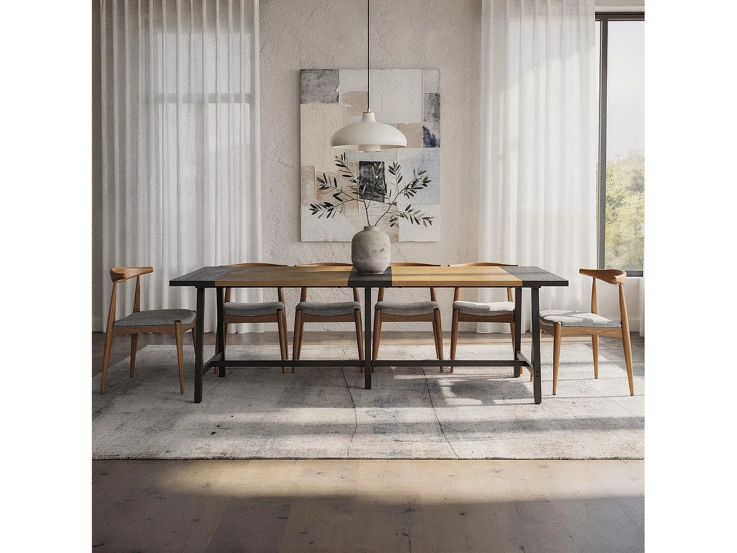 Table à manger Caracas effet Chêne, 240 cm
