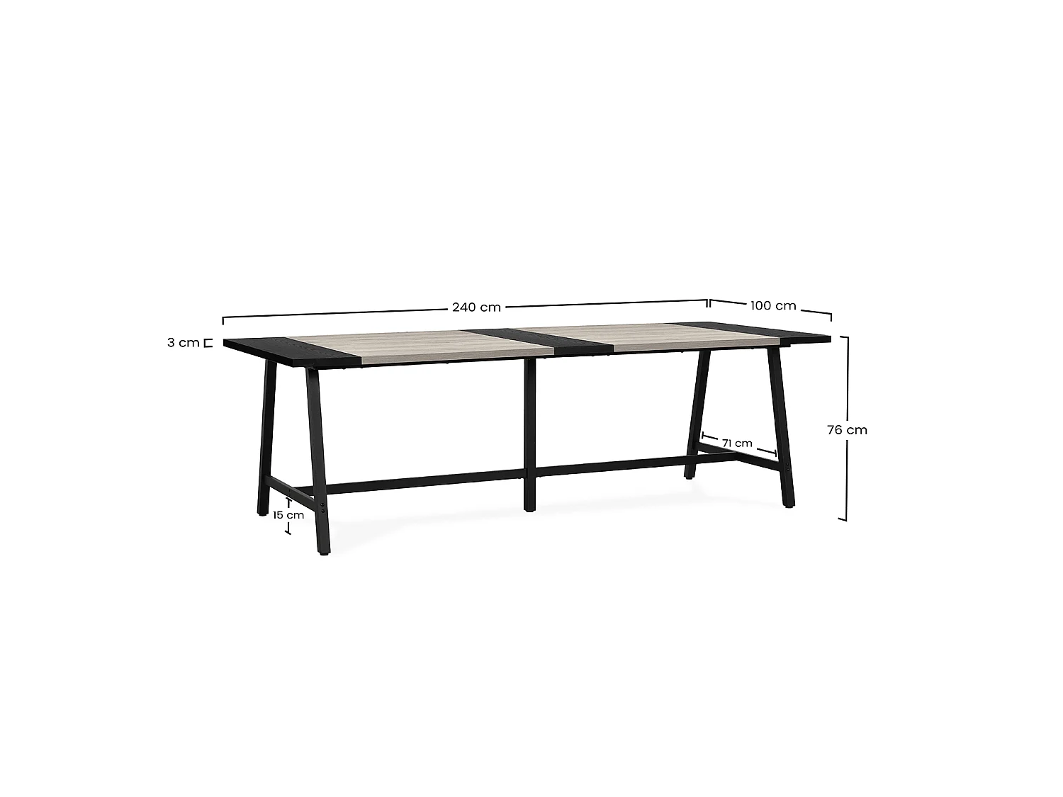 Table à manger Caracas effet Chêne, 240 cm