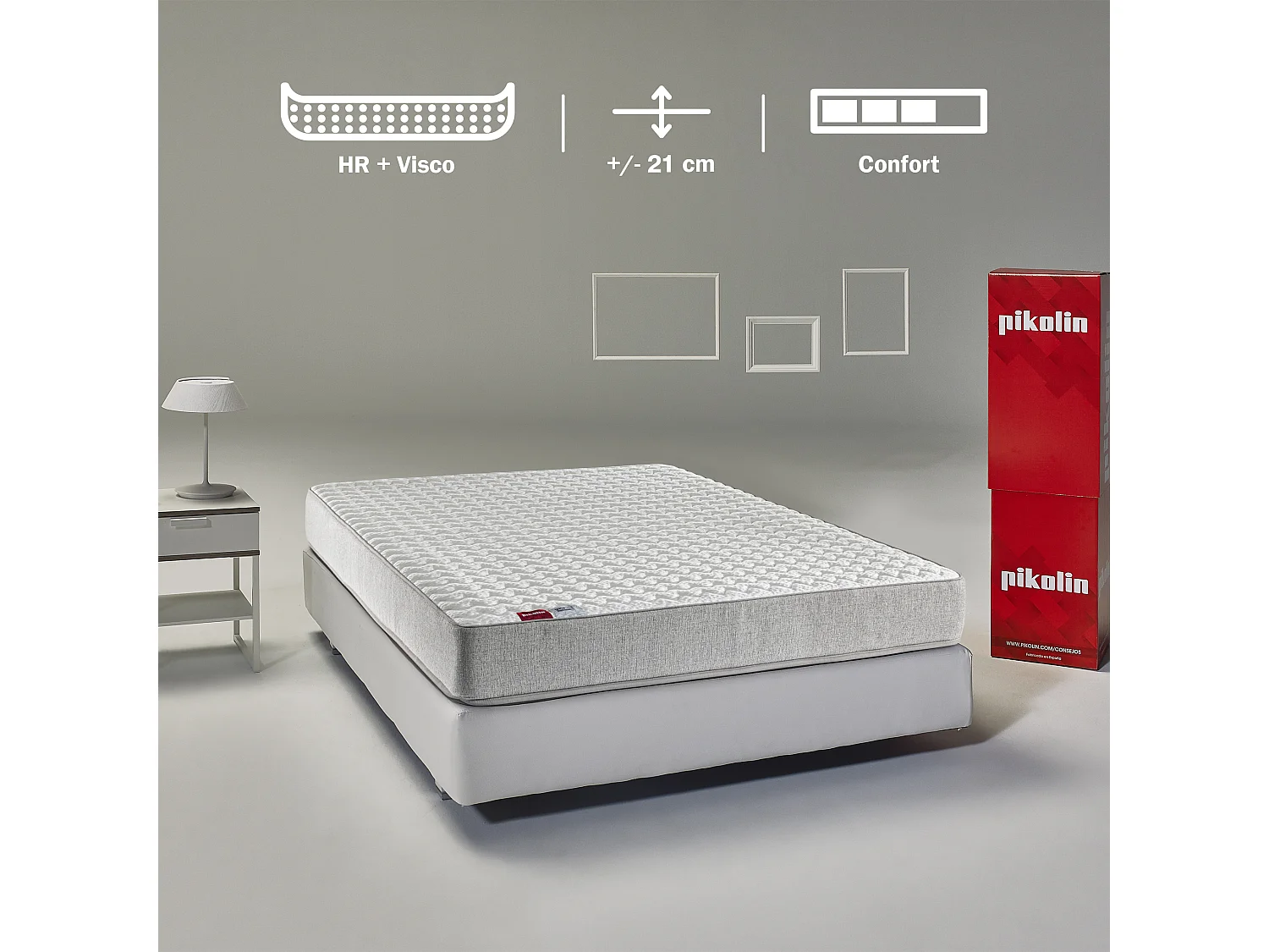 Colchón Pikolin Leah Compact 180 x 200 cm, espuma HR y viscoelástica, 21 cm