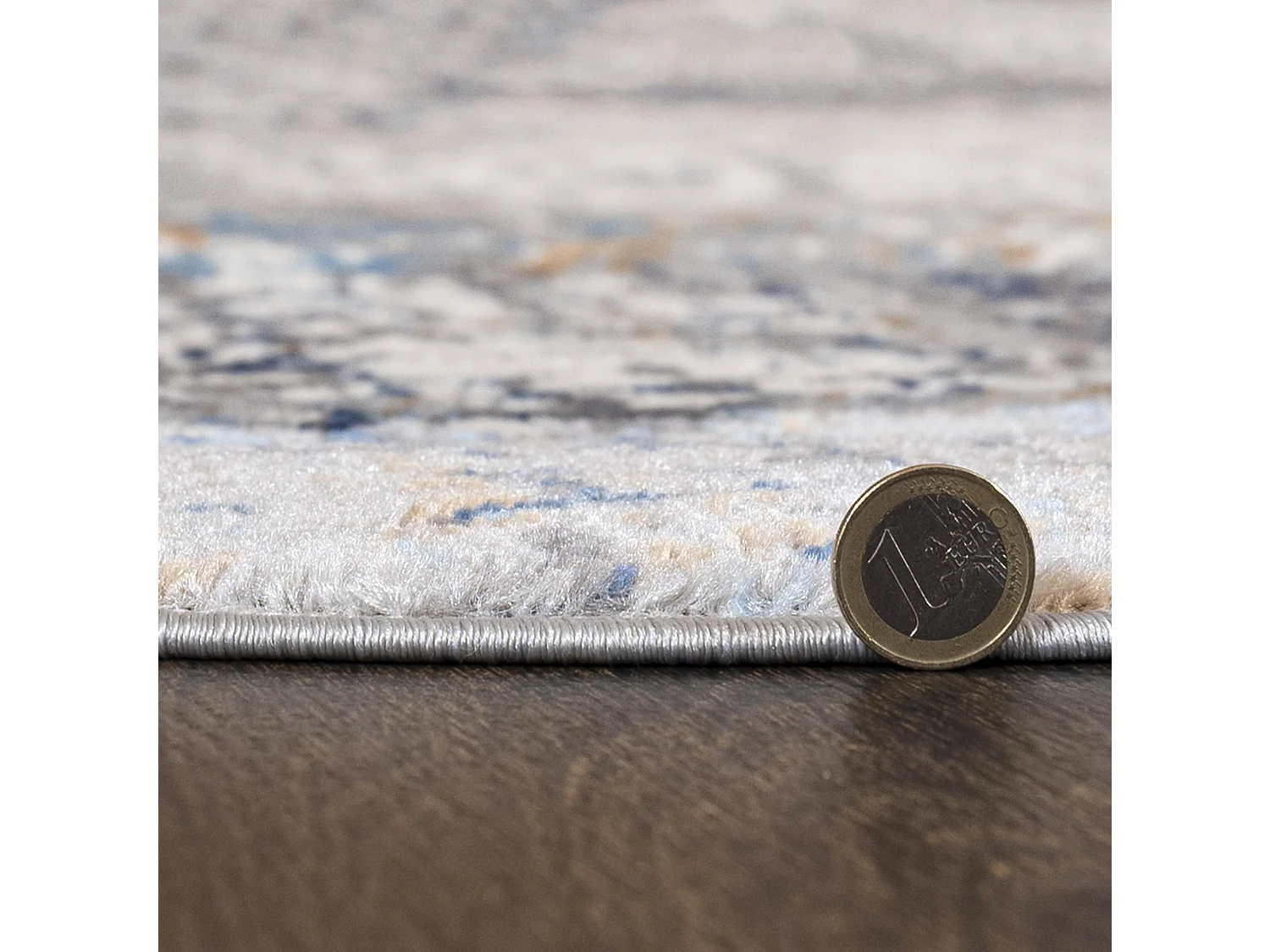 Tapis Portland G512B Mazovia Rond 100 x 100 cm Beige Anthracite Abstrait Poils Courts