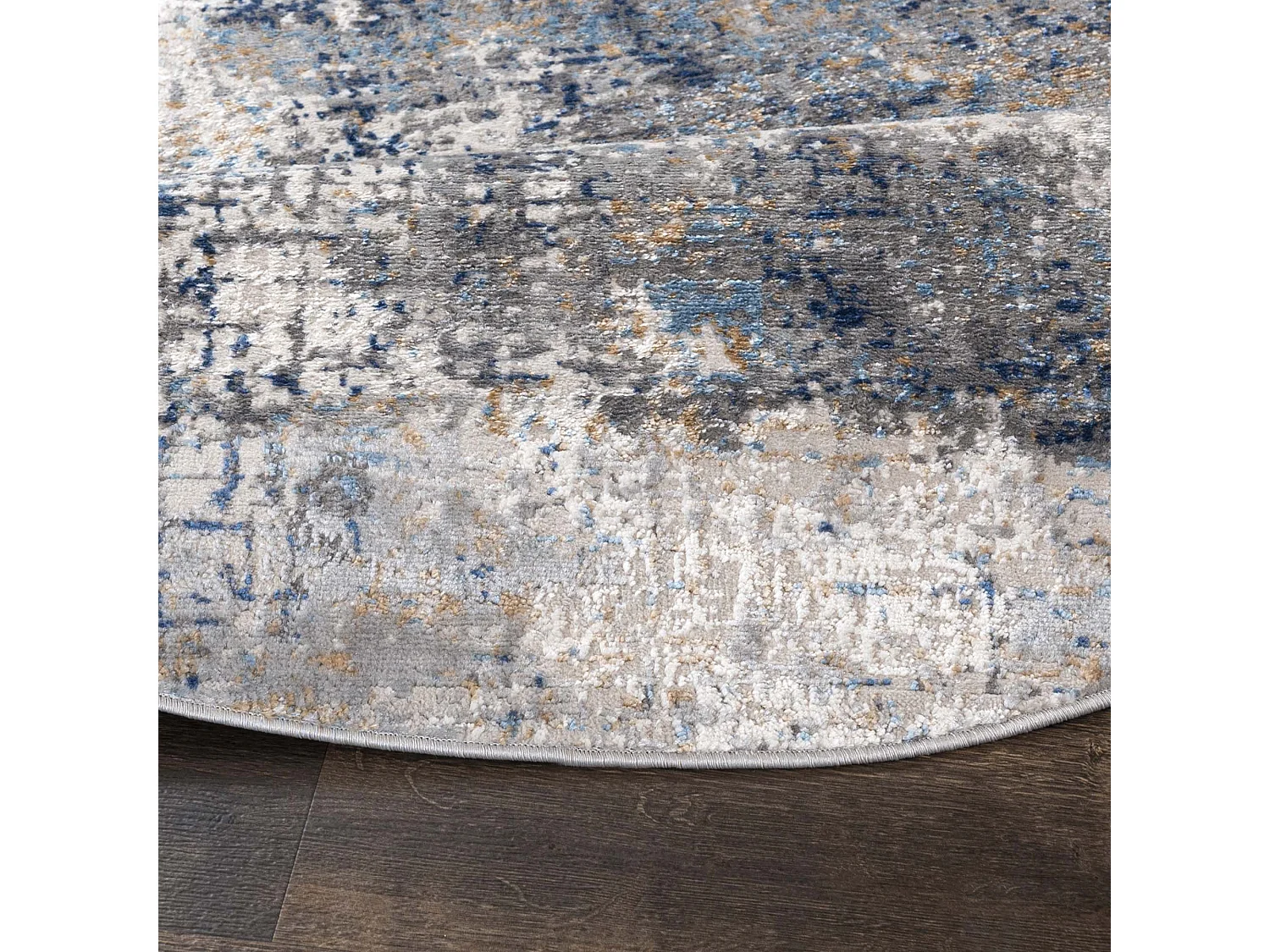 Tapis Portland G512B Mazovia Rond 100 x 100 cm Beige Anthracite Abstrait Poils Courts