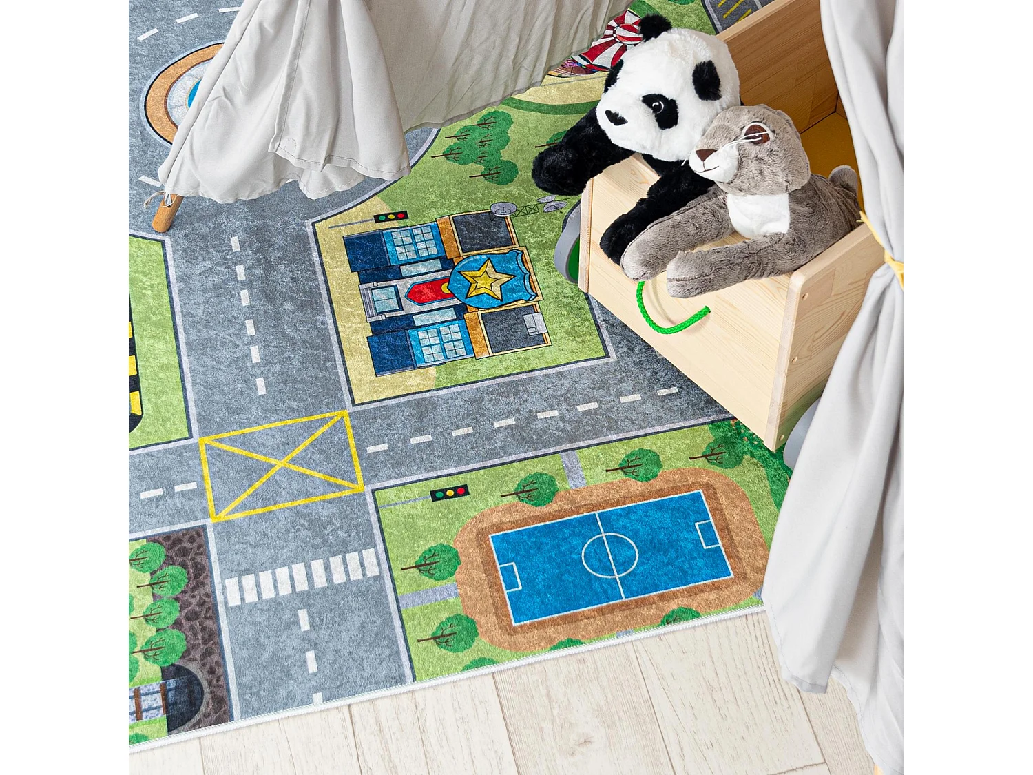 Tapis Enfant Emma 9028 Mazovia 120 x 170 cm Vert Rues Poils Courts