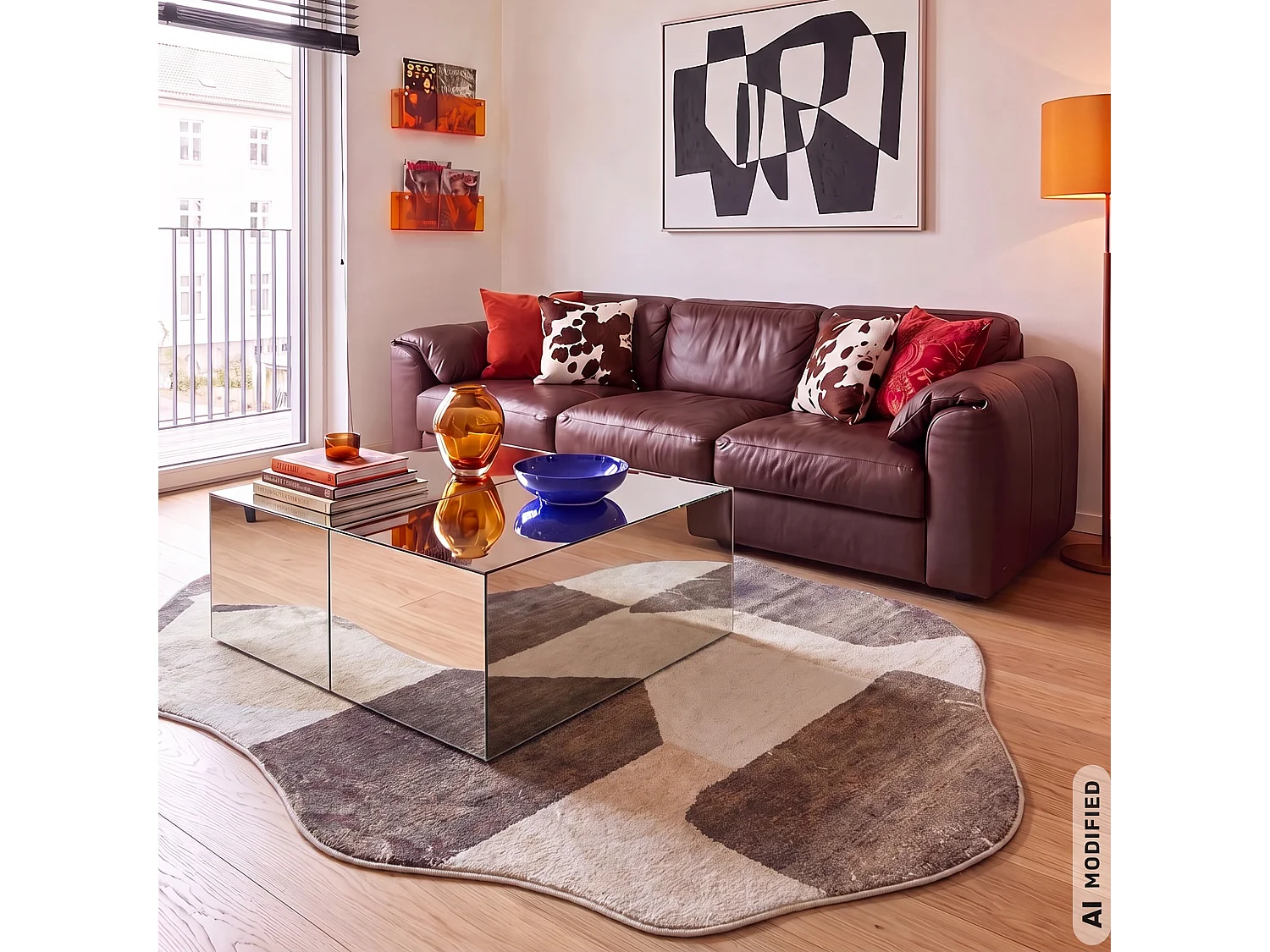 Rug Lonato Valo Mazovia Irregular Shape 80 x 150 cm Beige White Geometric Short Pile