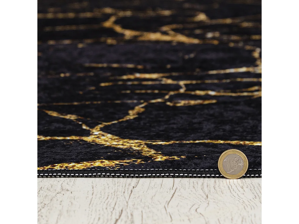Tapis Toscana 2113 Mazovia 160 x 230 cm Noir Doré Marbre Poils Courts