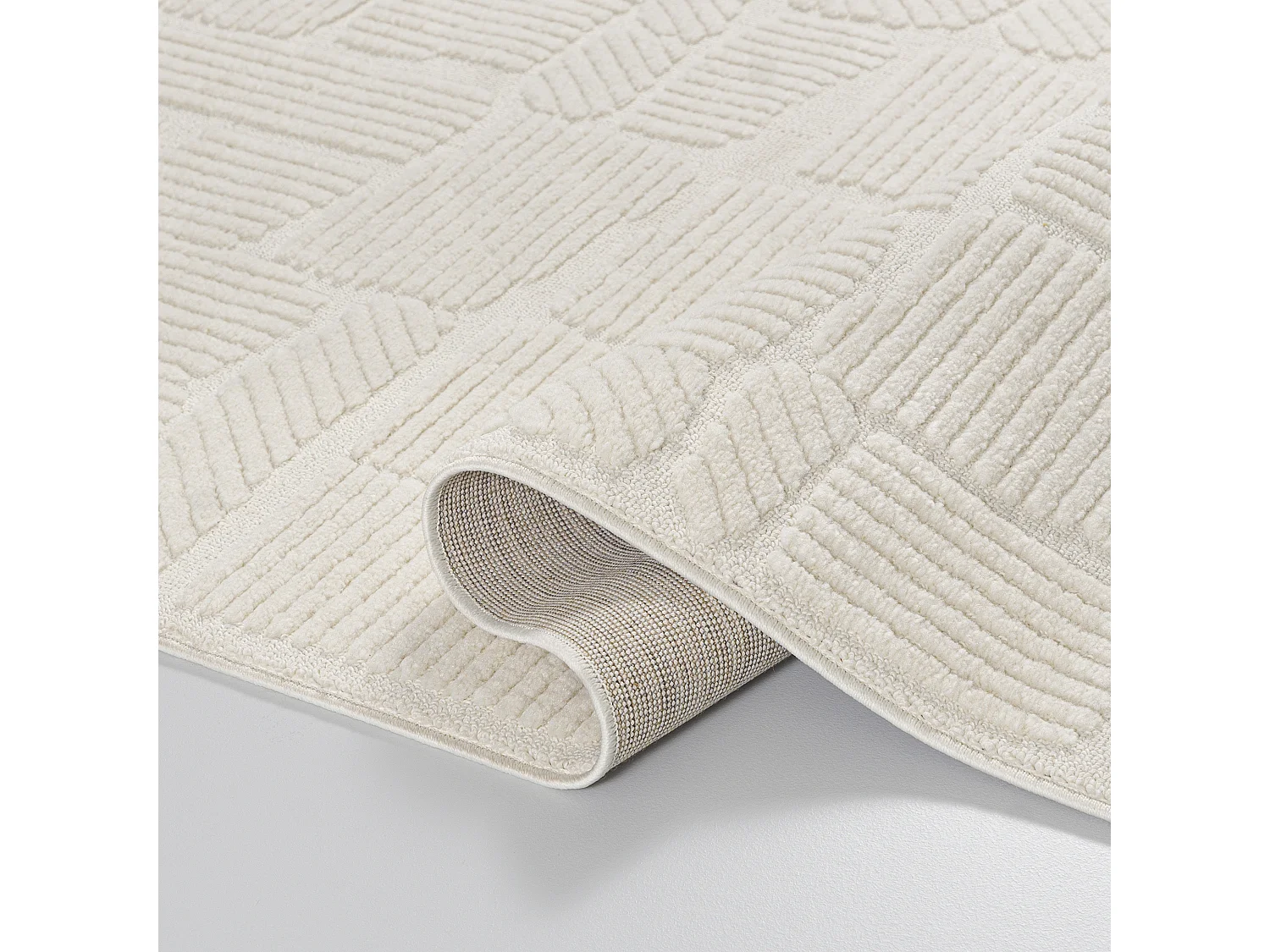 Tapis Pisa Brina Mazovia 300 x 400 cm Beige Crème Abstrait Poils Mi-Longs à Franges