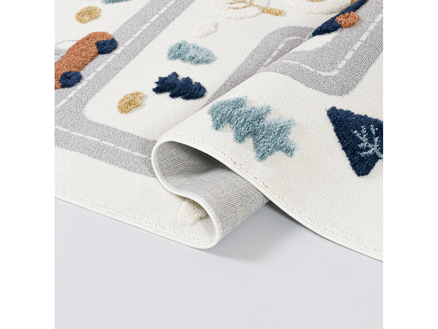Tapis Enfant Buffo Parco Mazovia 140 x 200 cm Beige Crème Voitures Poils Mi-Longs à Franges