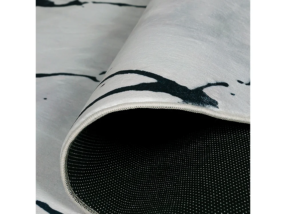 Rug Arona Finet Mazovia Irregular Shape 160 x 220 cm White Black and White Abstract Short Pile