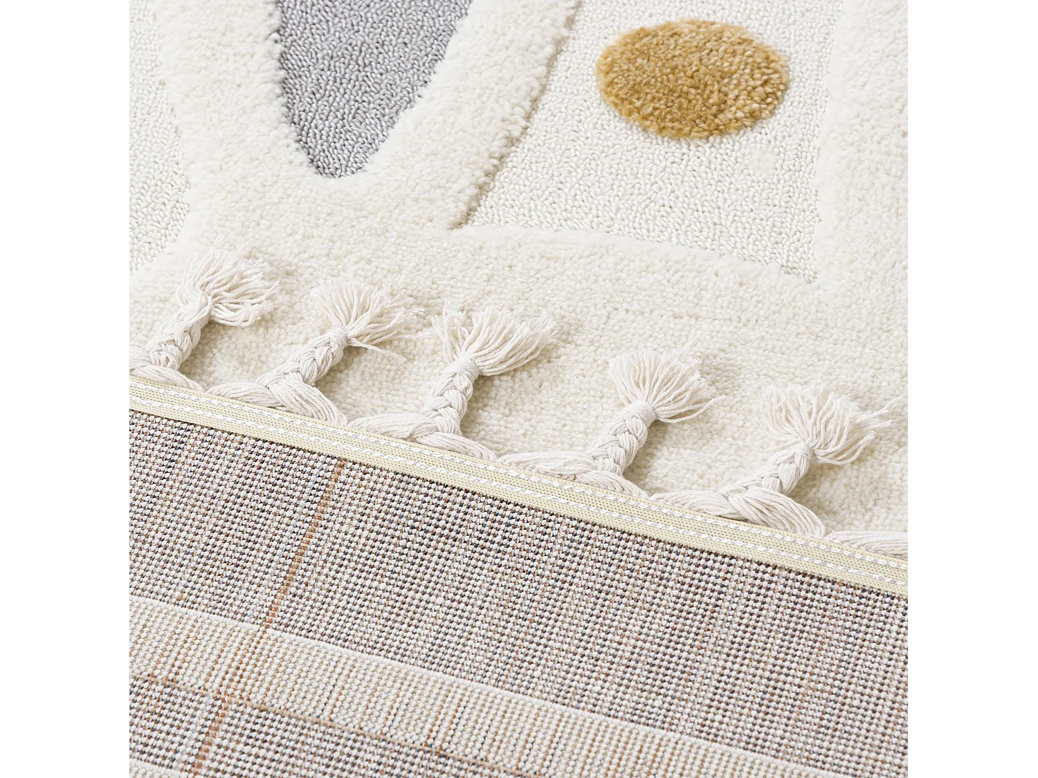 Tapis Enfant Buffo Lepre Mazovia 140 x 200 cm Beige Crème Lapin Poils Mi-Longs à Franges