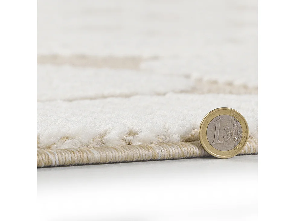 Teppich Pisa Pane Mazovia 300 x 400 cm Beige Creme Geometrisch Mittelflor mit Fransen