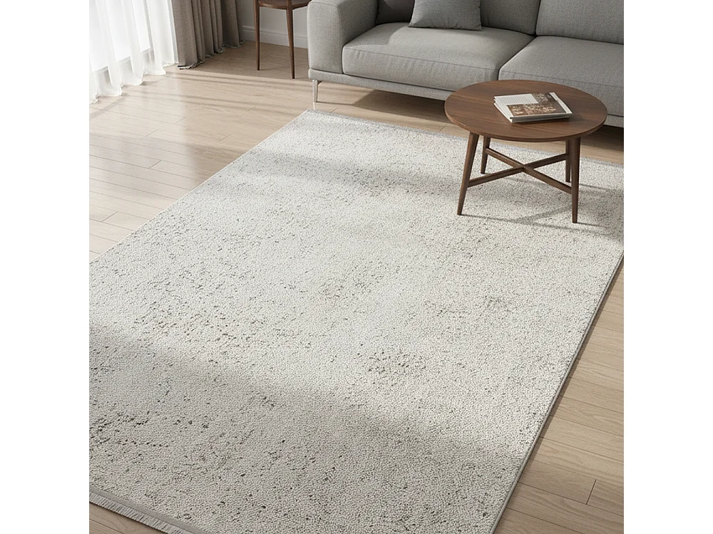Tapis Bari Pepe Grafite Mazovia 100 x 300 cm Anthracite Crème Abstrait Poils Courts à Franges