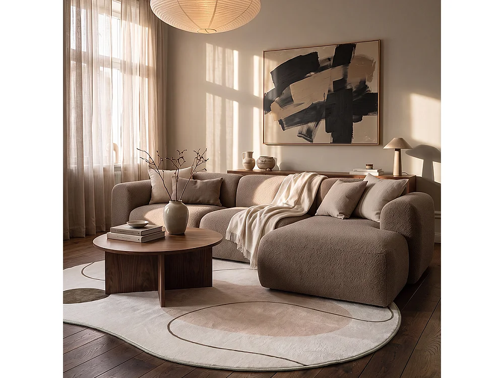 Tapis Bova Serta Mazovia Forme Irrégulière 120 x 160 cm Beige Marron Abstrait Poils Courts