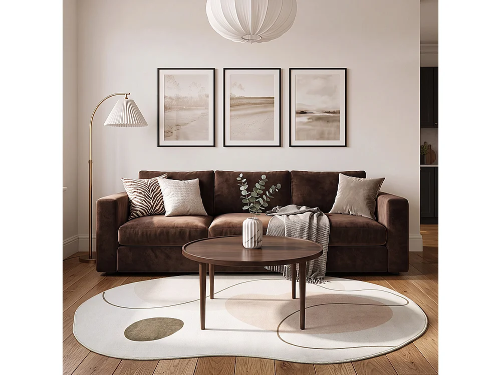 Tapis Bova Serta Mazovia Forme Irrégulière 120 x 160 cm Beige Marron Abstrait Poils Courts