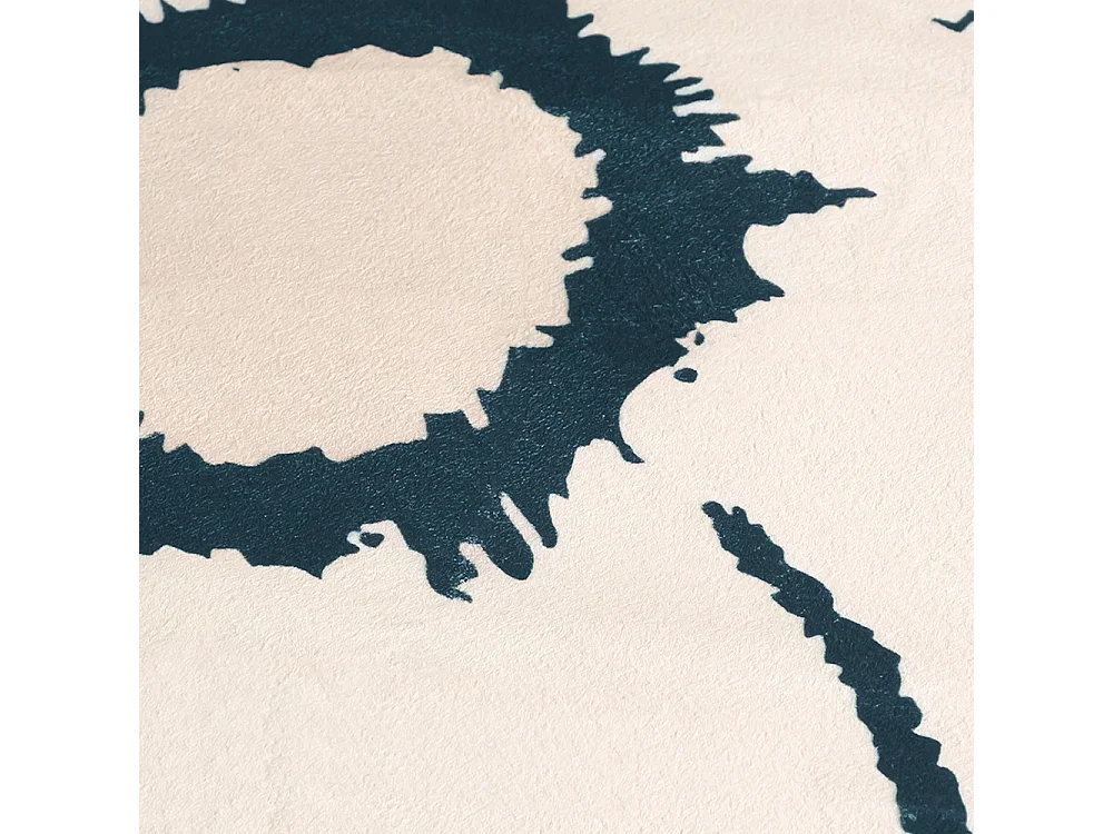 Rug Osimo Lumi Mazovia Irregular Shape 150 x 150 cm Beige Black Floral Short Pile