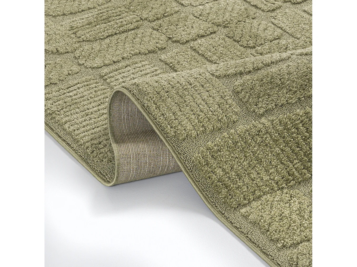Tapis Pisa Ortica Mazovia 250 x 350 cm Vert Géométrique Poils Mi-Longs à Franges