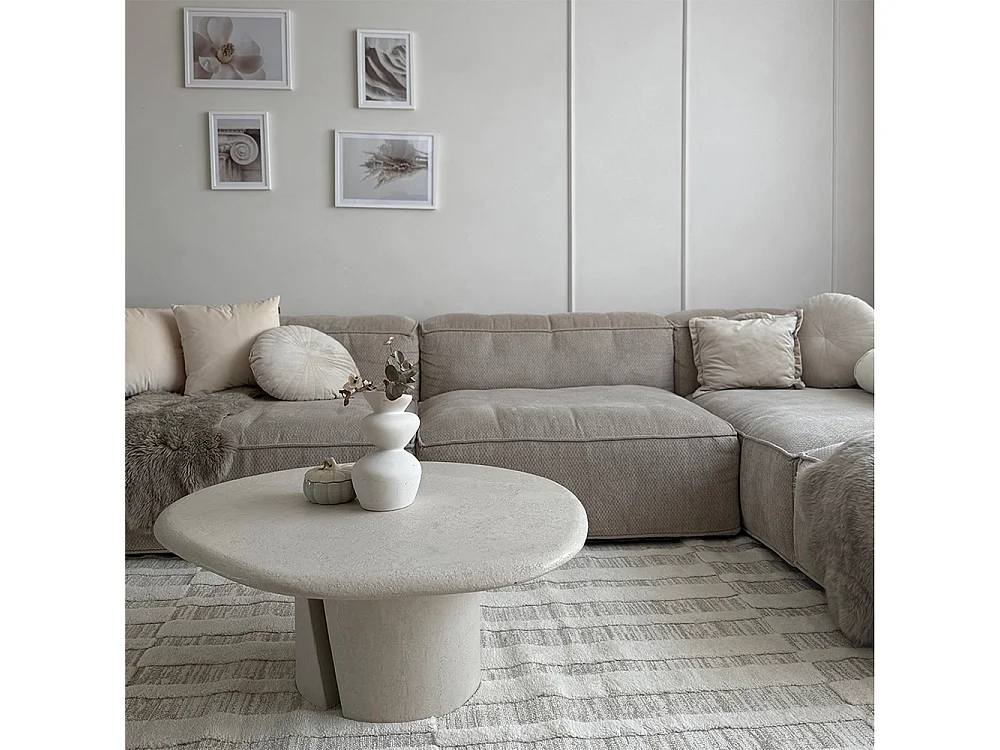 Teppich Pisa Orzo Mazovia 80 x 150 cm Beige Creme Geometrisch Mittelflor mit Fransen