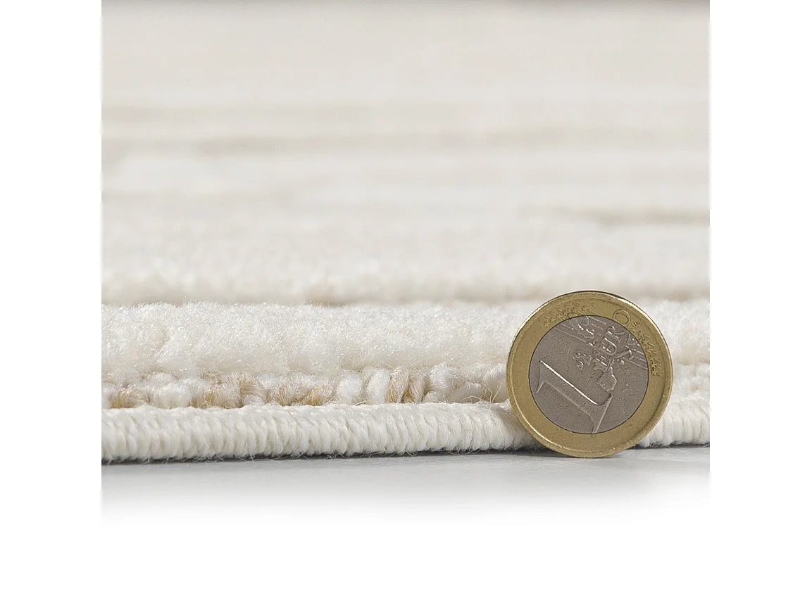 Teppich Pisa Orzo Mazovia 80 x 150 cm Beige Creme Geometrisch Mittelflor mit Fransen