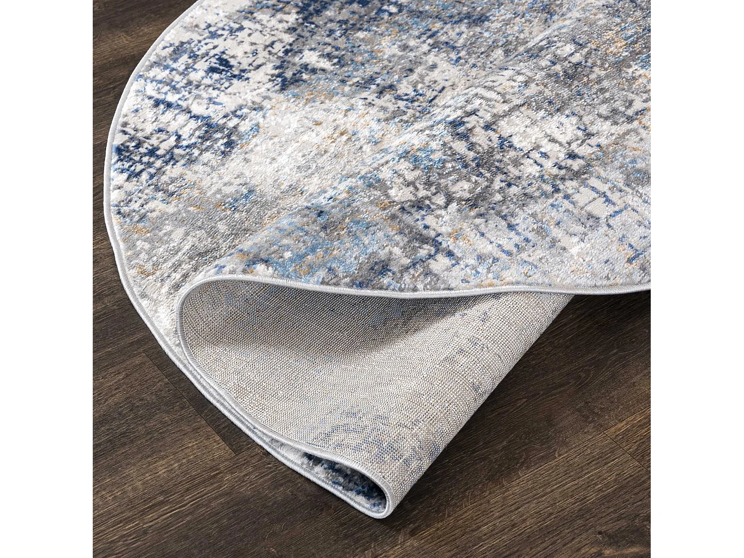 Tapis Portland G512B Mazovia Rond 120 x 120 cm Beige Anthracite Abstrait Poils Courts