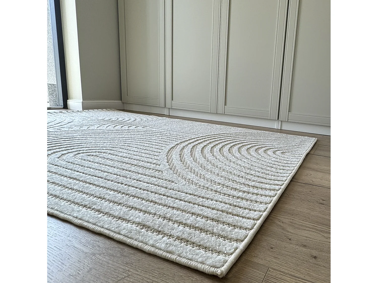 Tapis Madison NJ85C Mazovia 120 x 170 cm Beige Blanc Géométrique Poils Courts