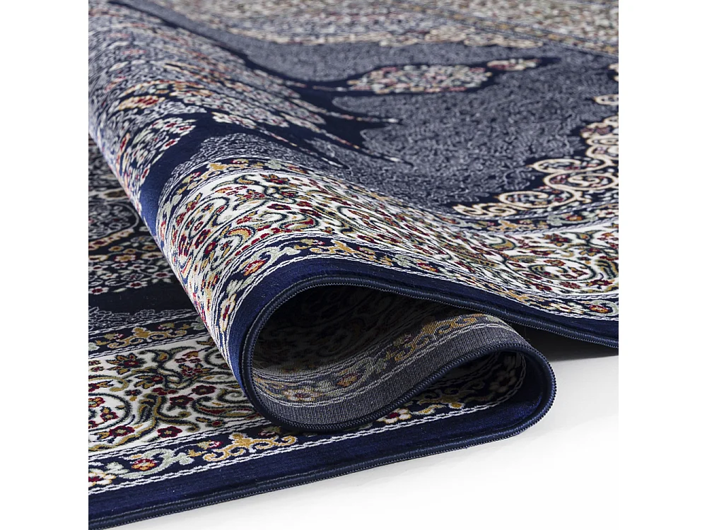 Vloerkleed Palazzo Reale Mazovia 160 x 230 cm Marineblauw Oosters Laagpolig met Franjes