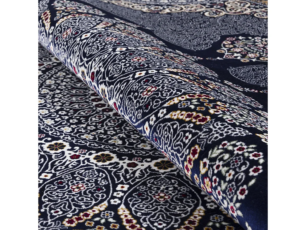 Vloerkleed Palazzo Reale Mazovia 160 x 230 cm Marineblauw Oosters Laagpolig met Franjes
