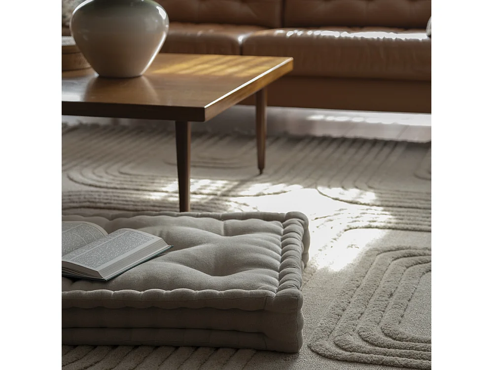 Teppich Pisa Golfo Mazovia 80 x 150 cm Beige Creme Geometrisch Mittelflor mit Fransen
