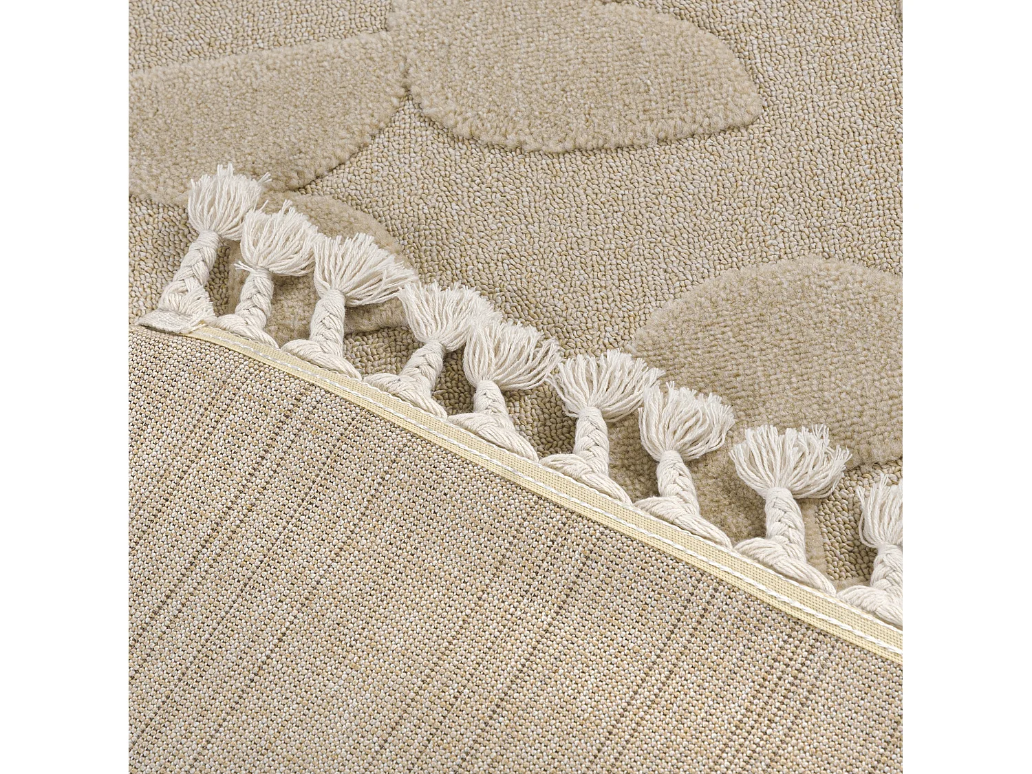 Tapis Pisa Campo Mazovia 160 x 230 cm Beige Crème Géométrique Poils Mi-Longs à Franges