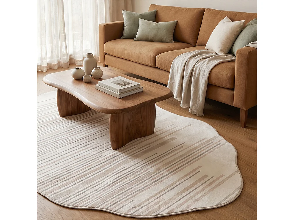 Tapis Mirano Zela Mazovia Forme Irrégulière 140 x 200 cm Crème Abstrait Poils Courts