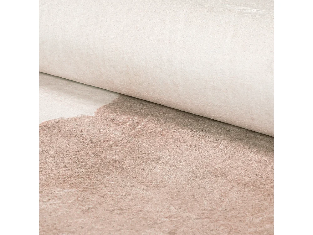 Tapis Bova Nello Mazovia Forme Irrégulière 80 x 150 cm Beige Blanc Abstrait Poils Courts
